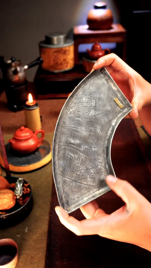 0717福利铜包锡扇形茶盘27*9.8