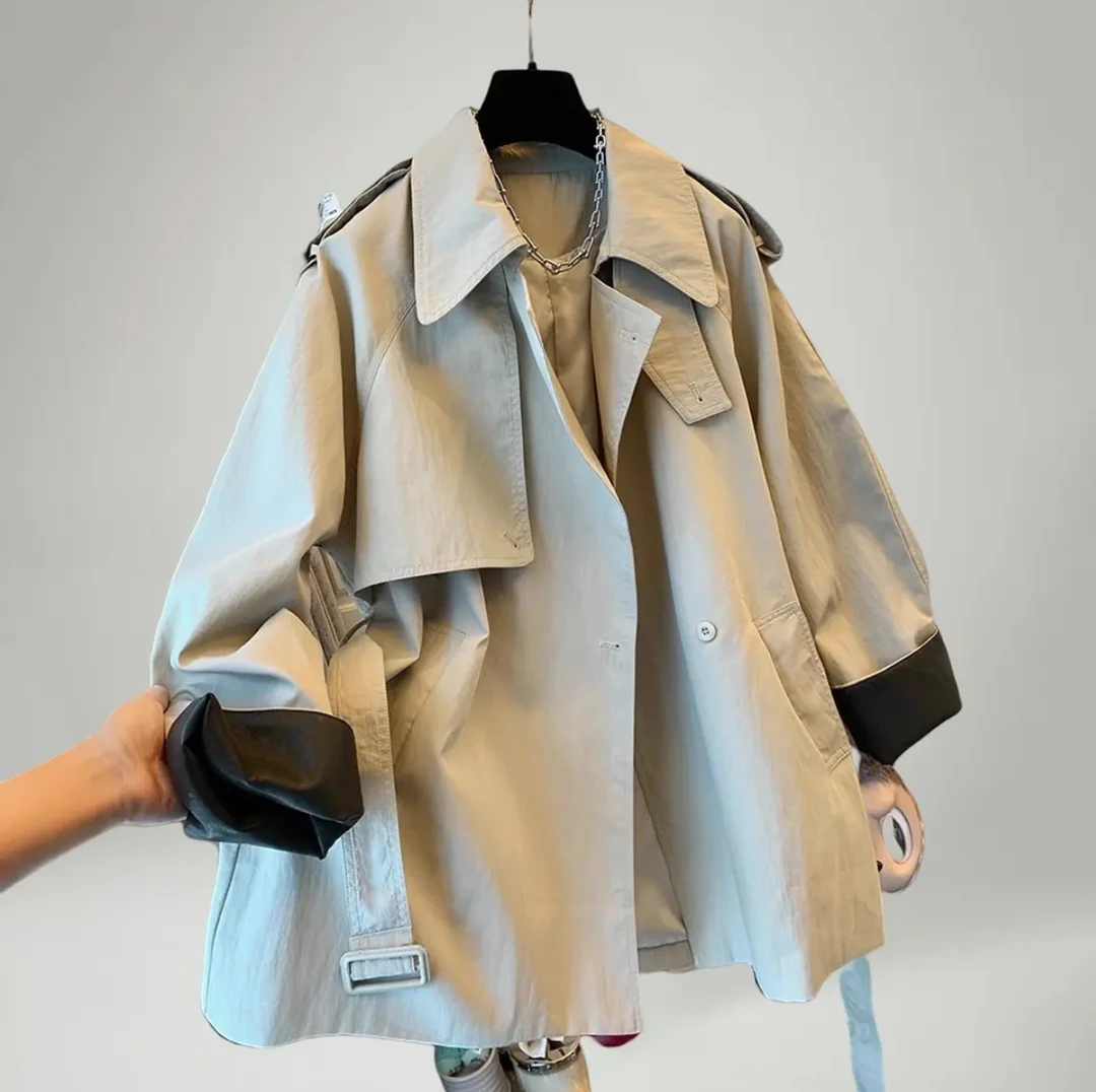 2025秋季新款高级感法式气质大翻领风衣外套宽松中长款上衣女装