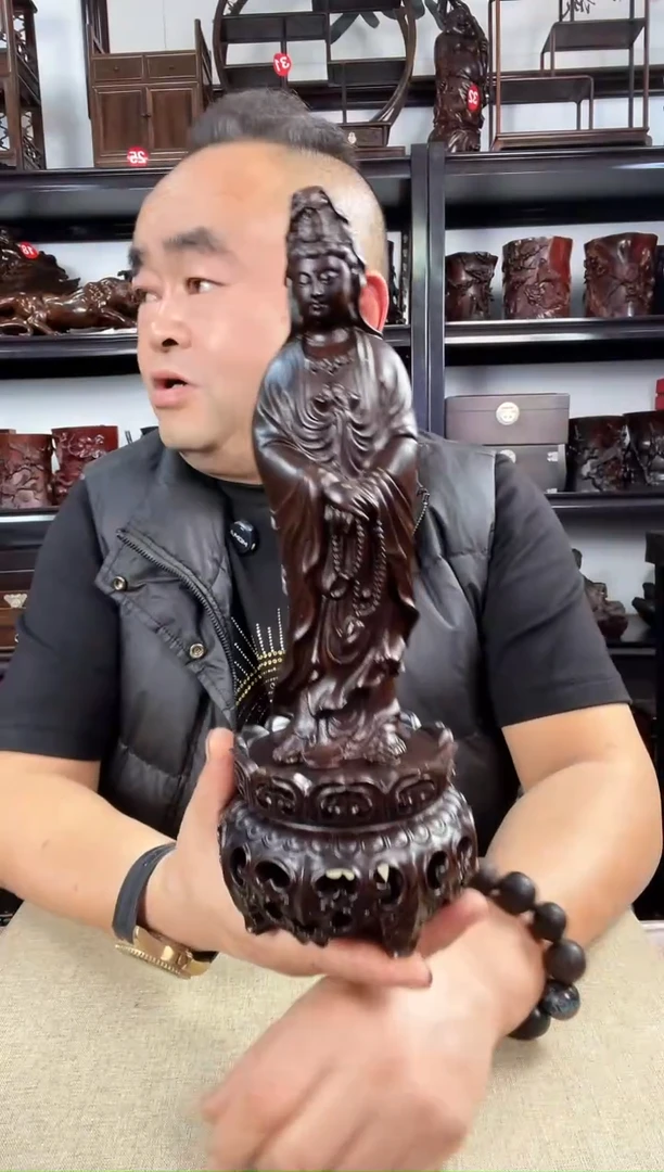 木老李红木工艺品新莲+观音