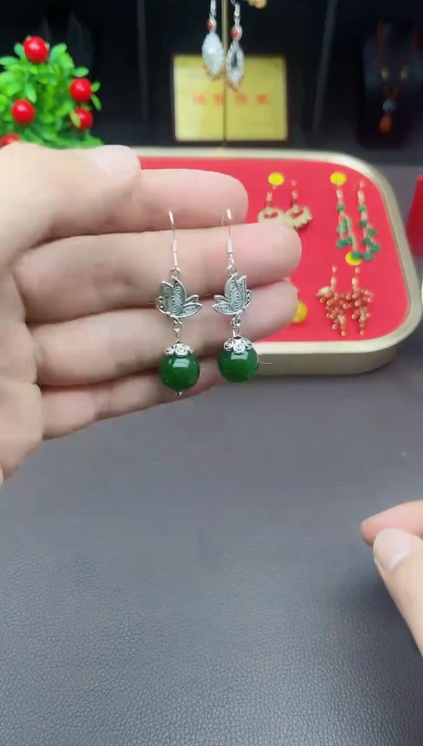 【闪购商品】玛瑙/玉髓耳钉银S925镶嵌4290000