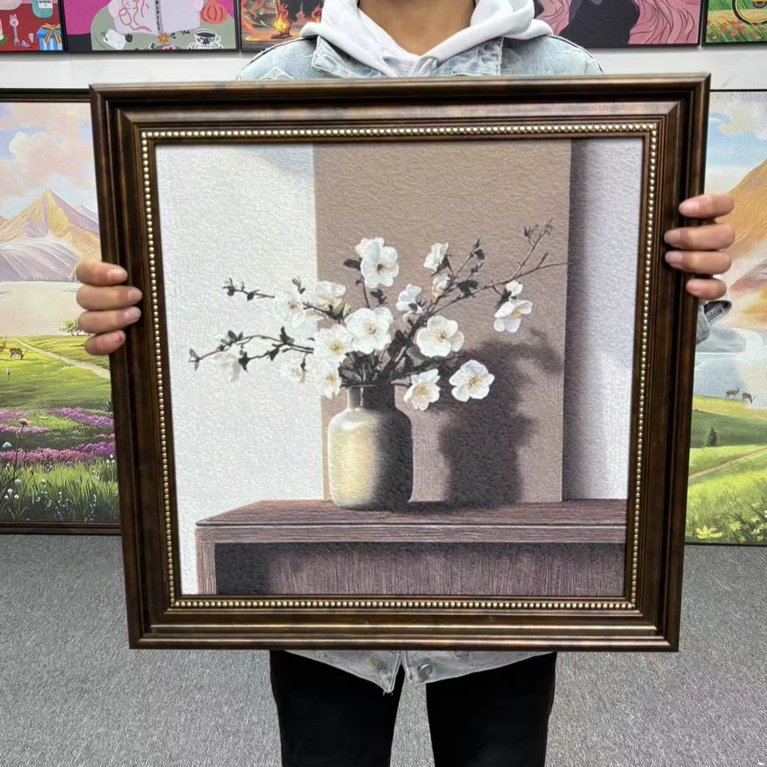 法式风客厅装饰画复古挂画沙发背景墙美式花卉壁画5050