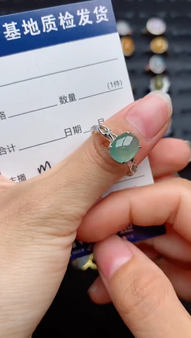银S925镶嵌戒指翡翠...