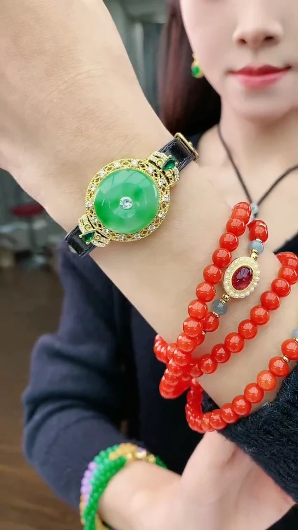 【闪购商品】翡翠手链14K金镶嵌S81手表