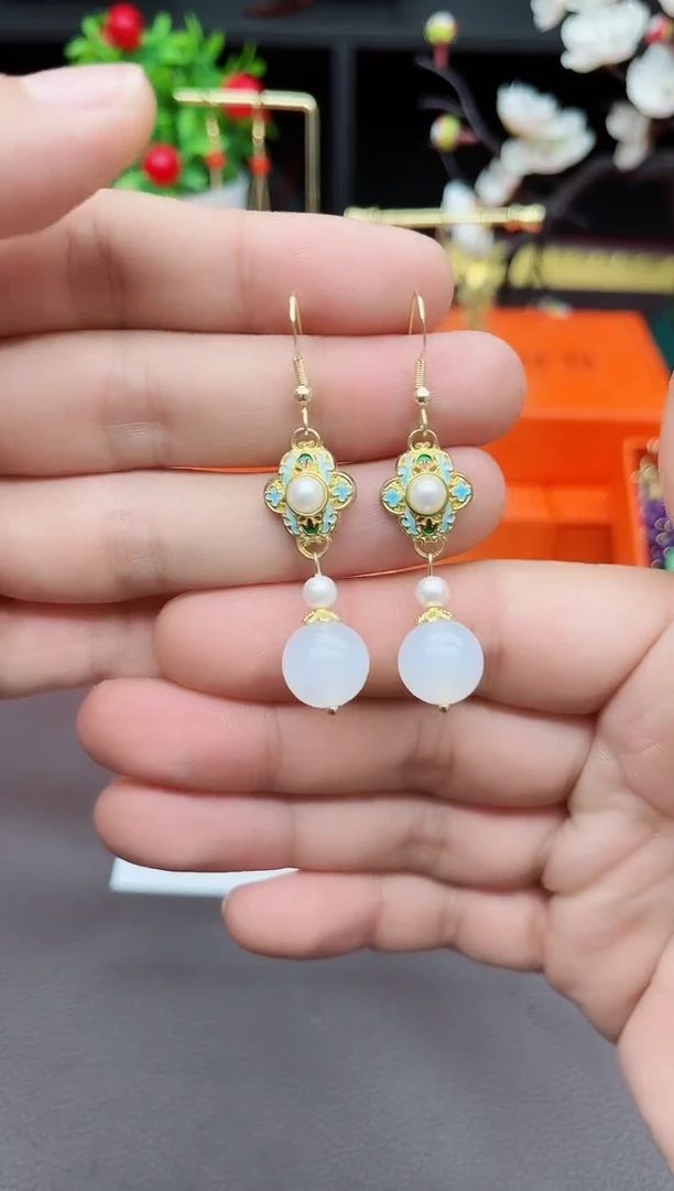 玛瑙/玉髓耳饰银S925镶嵌325000