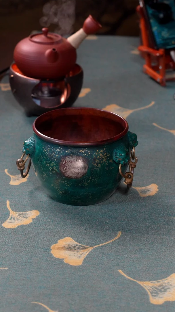 紫铜双耳绿色建水