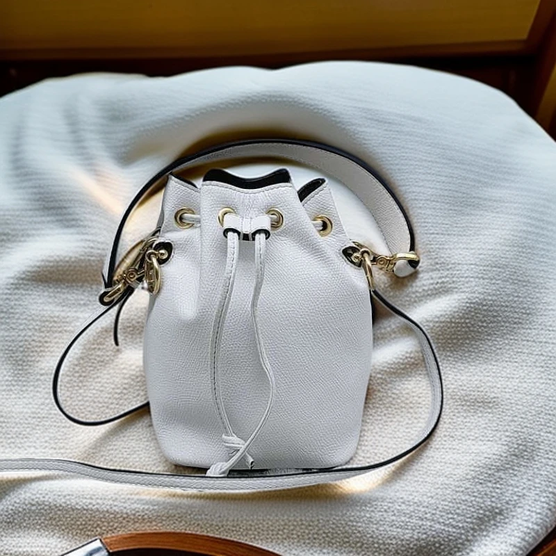 95新 FENDI/芬迪 白色水桶1324 8157