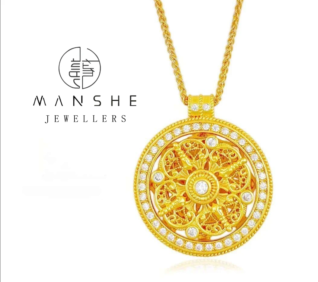 非金属布艺项链 链子MANSHE/蔓奢新中式【时来运转】吊坠饰品金色