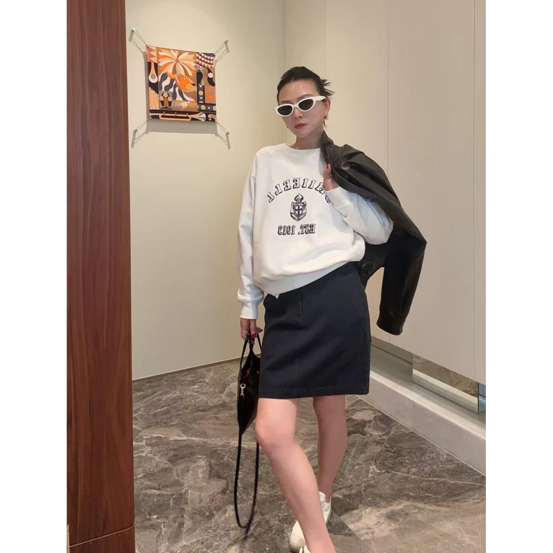 SHIIEELL 学院显瘦洋气时尚印花图案落肩长袖圆领卫衣P1448