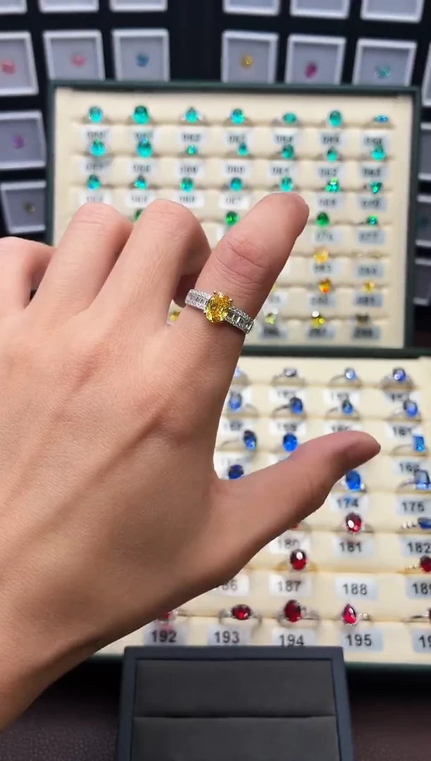 戒指彩色蓝宝石银S925镶嵌1111