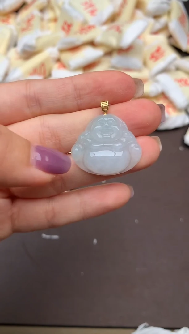 翡翠挂件18K金镶嵌 一福利57