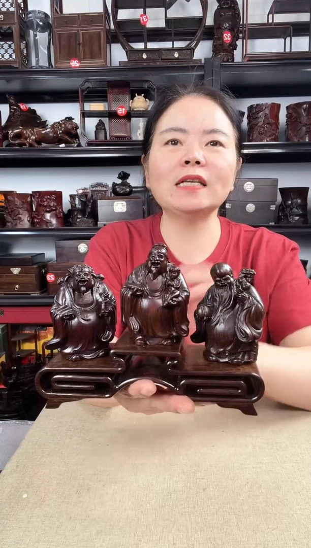 木三连+福禄寿老李红木工艺品