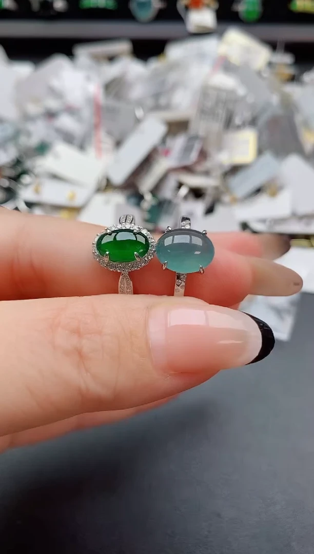 银S925镶嵌戒指翡翠1