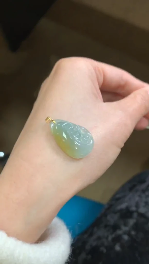 吊坠(不含链)18K金镶嵌翡翠翡翠