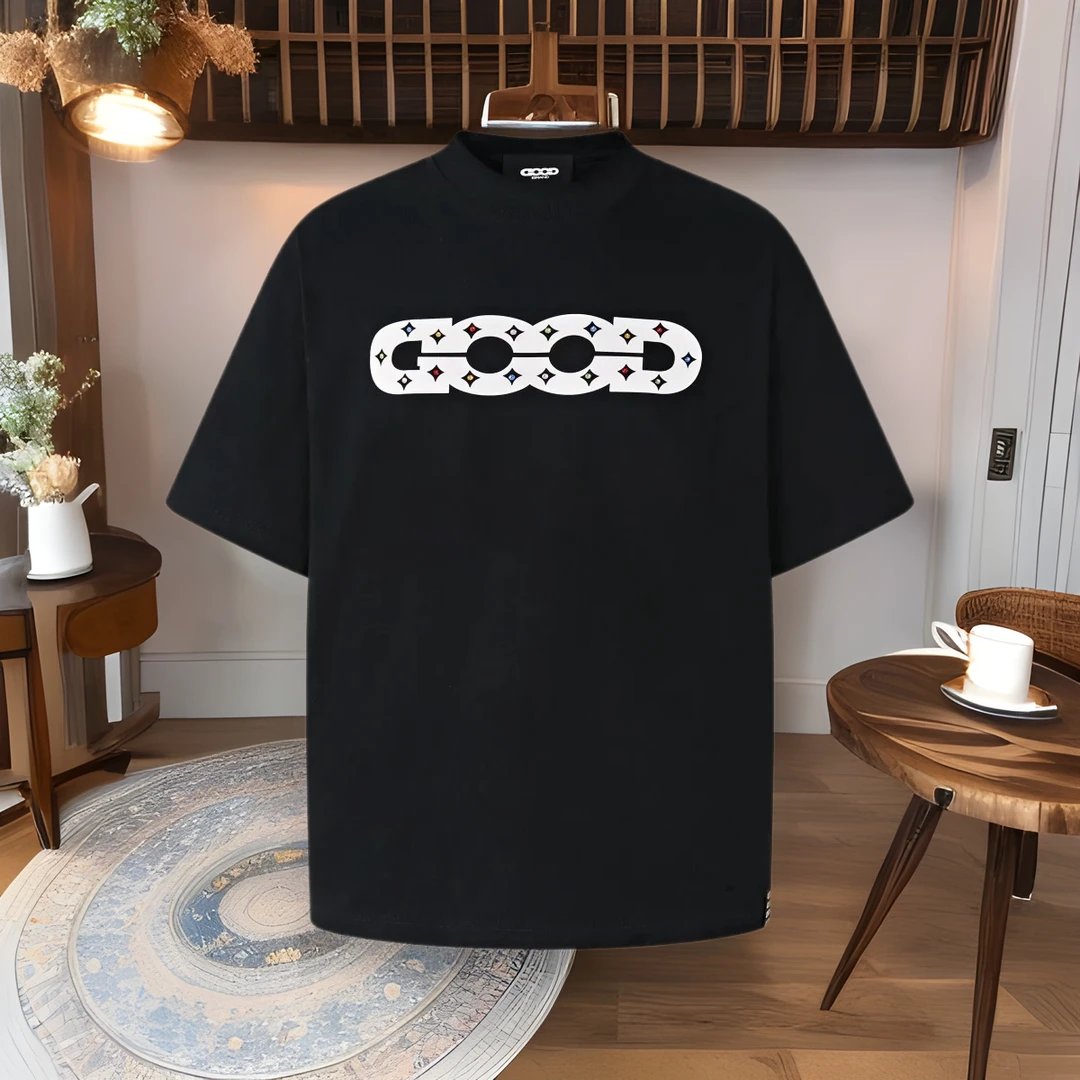 朱志鑫同款 GOODBRAND 镂空GOOD彩钻印花烫钻短袖男女情侣百搭T恤