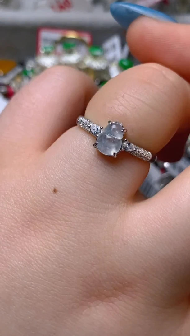 银S925镶嵌戒指翡翠百内无证书