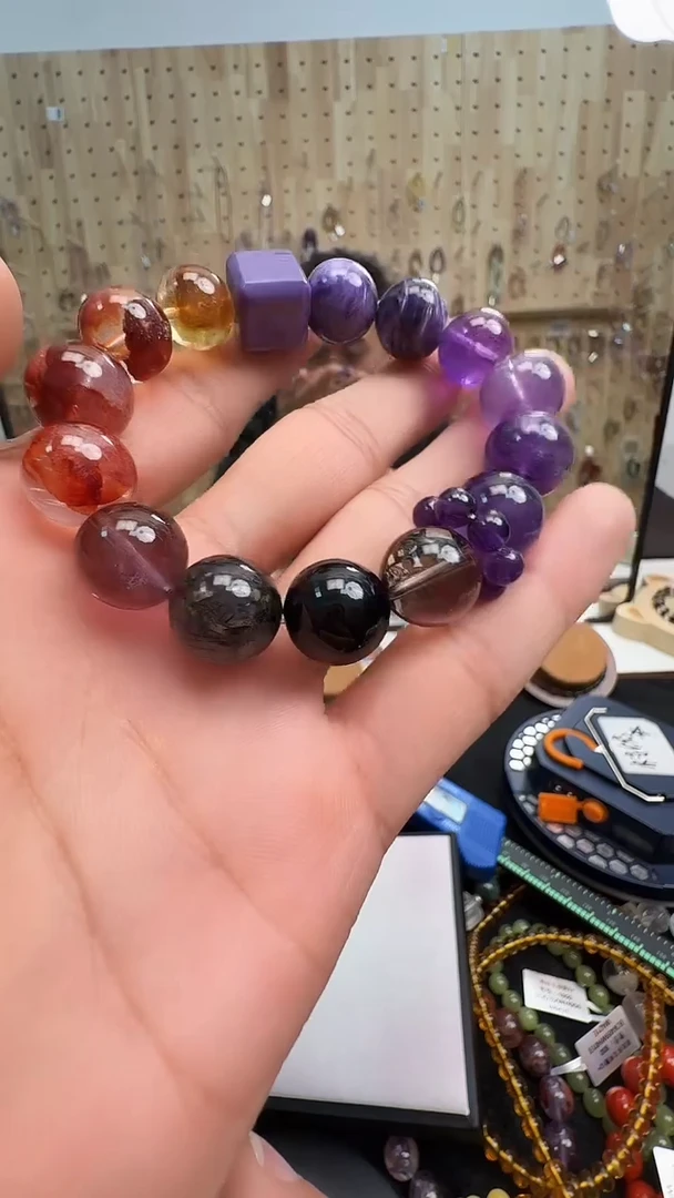 未镶嵌查罗石（紫龙晶）手链村0508 约13mm