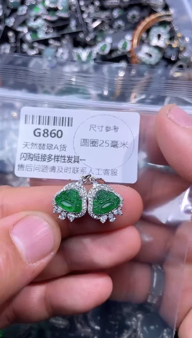 【闪购商品】翡翠颈饰未镶嵌G860耳钩