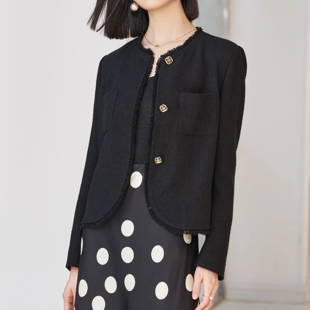 皖儿新款小香风短外套法式气质粗花呢短款上衣女5R25AW4920