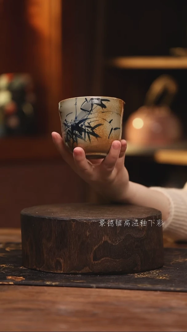 陶瓷 景德镇高温釉下手绘陶瓷@L188@