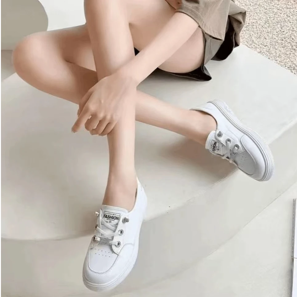 【四季小白鞋】XS-202407012时尚新款平跟圆头小白鞋休闲时尚板鞋