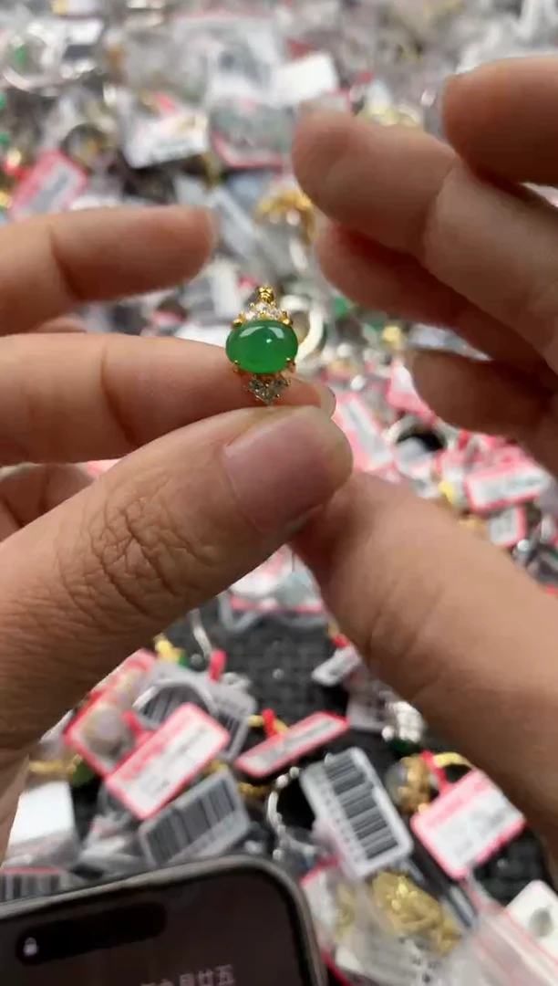 银S925镶嵌戒指翡翠10            7