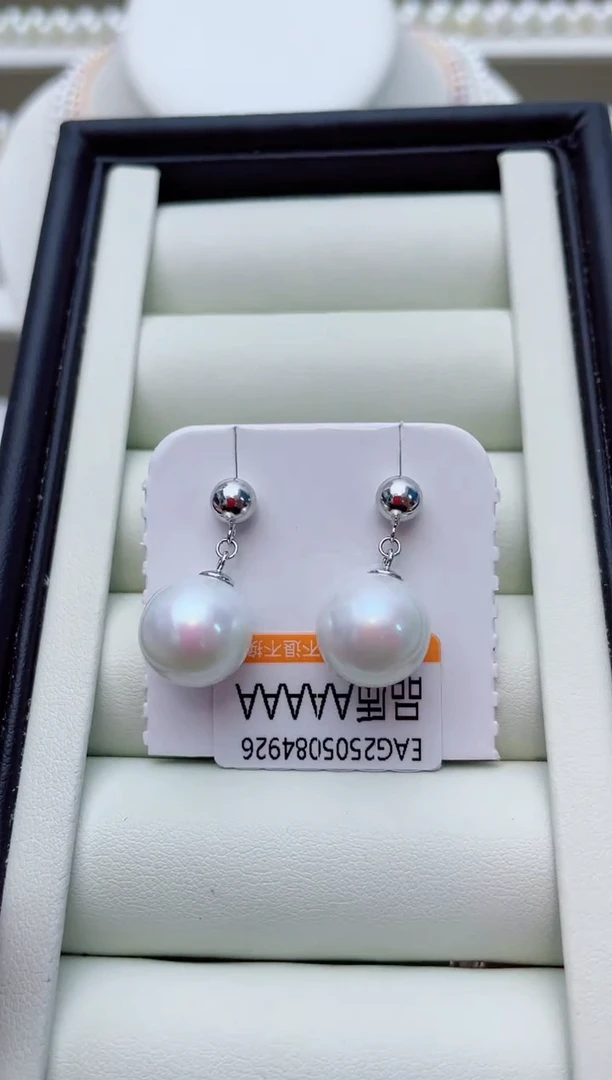 银S925镶嵌淡水珍珠耳饰W36