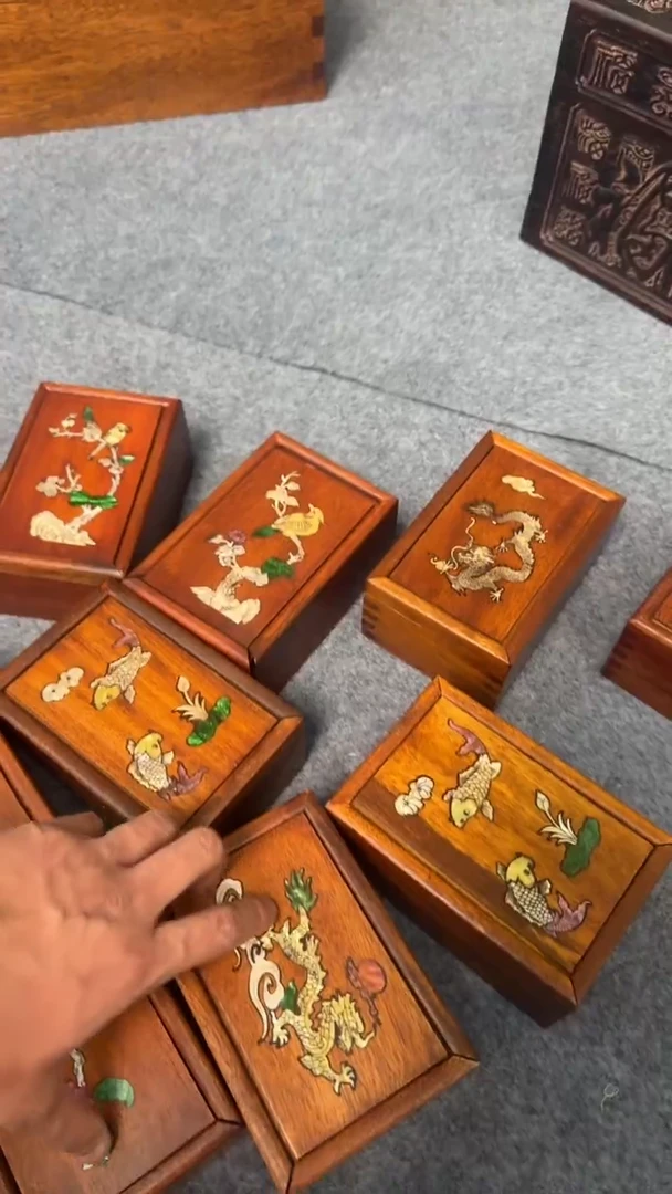 木紫檀花梨木一物一拍平推盒子