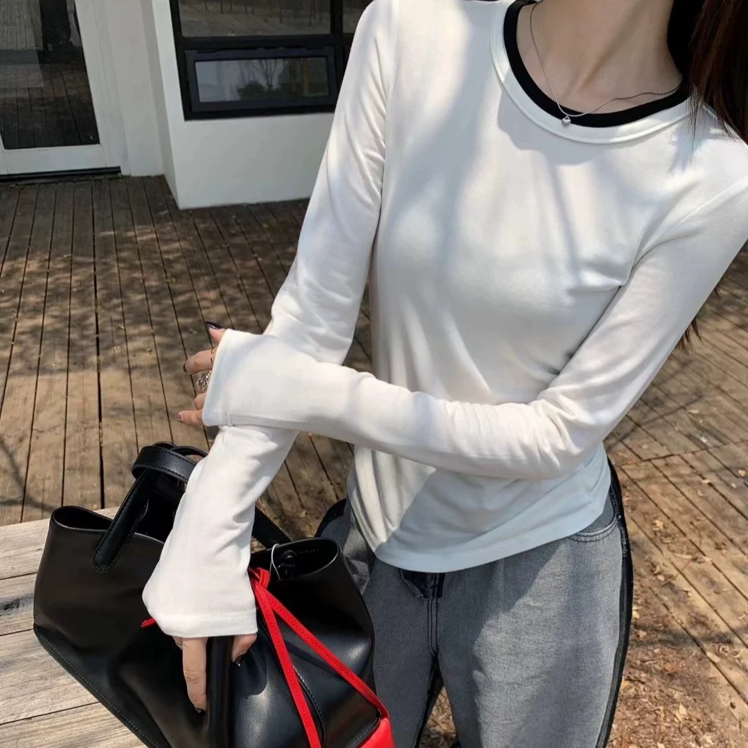 LM3810 黑白拼色打底上衣