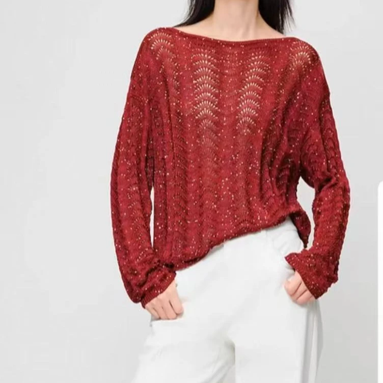 GXO春季新款珠片绣设计感镂空宽松罩衫SY0073