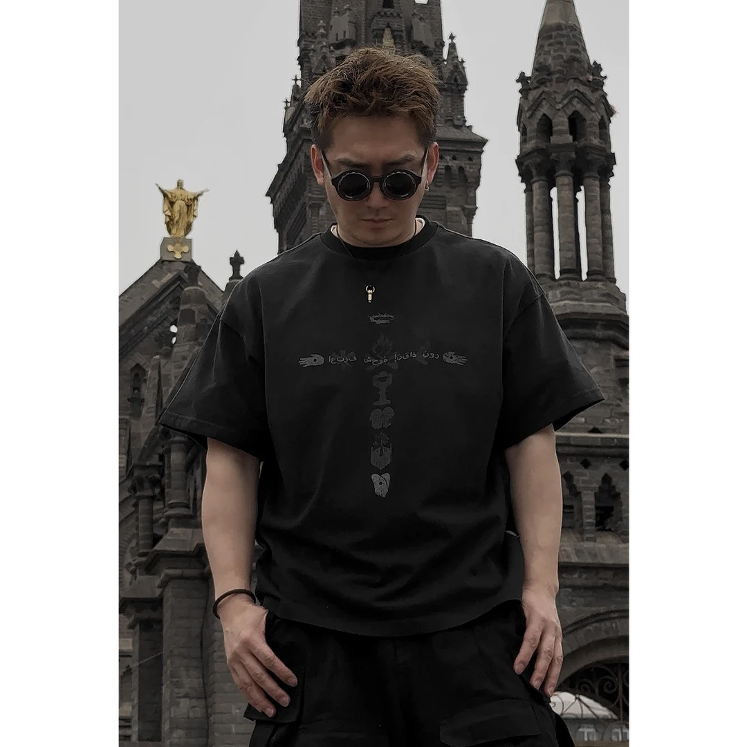 M26D(L&T支线系列)“祷告”主题T恤美式街头水洗T恤
