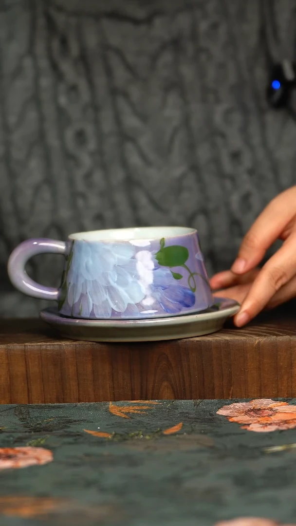 杯釉下彩手工手绘同款陶器