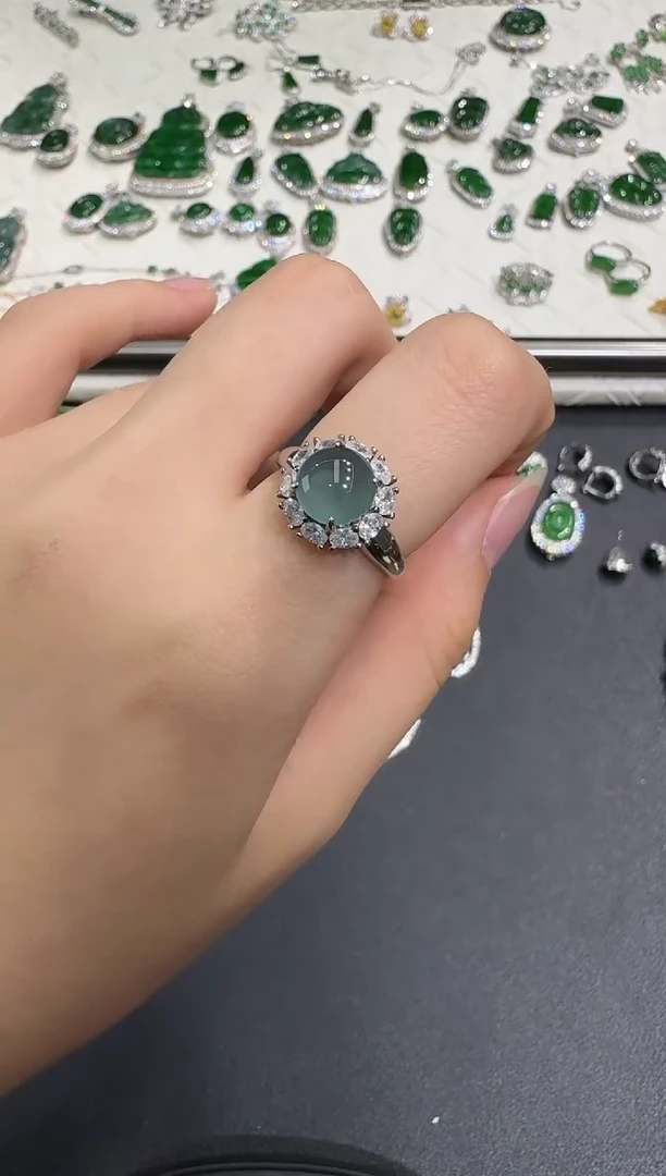 银S925镶嵌戒指翡翠X1120-886-260