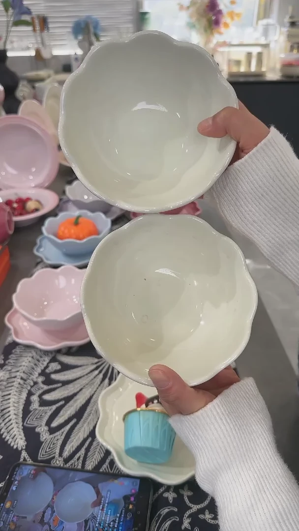 【闪购商品】瓷14cm炻彩碗奶油白-2个装