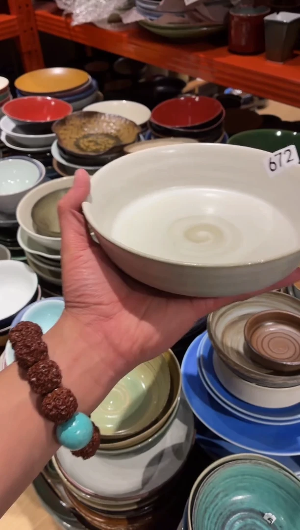 瓷片蛋***玩672白麻点立边盘1个