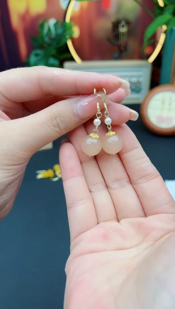 玛瑙/玉髓耳饰银S925镶嵌218