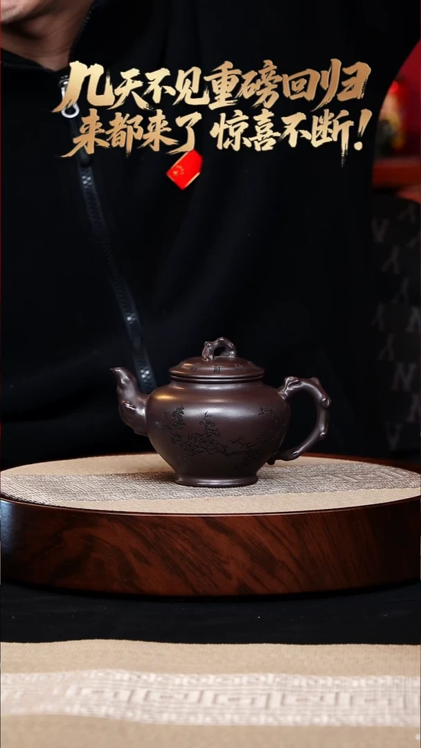 茶杯紫砂紫龙血 梅报春200cc