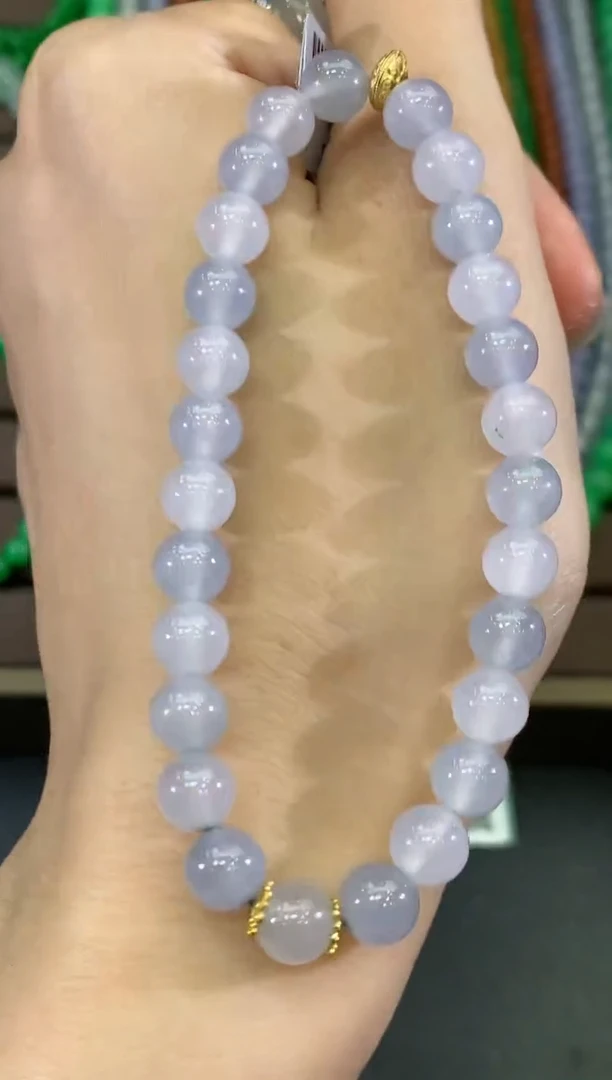 未镶嵌手串翡翠C48 紫货有色差