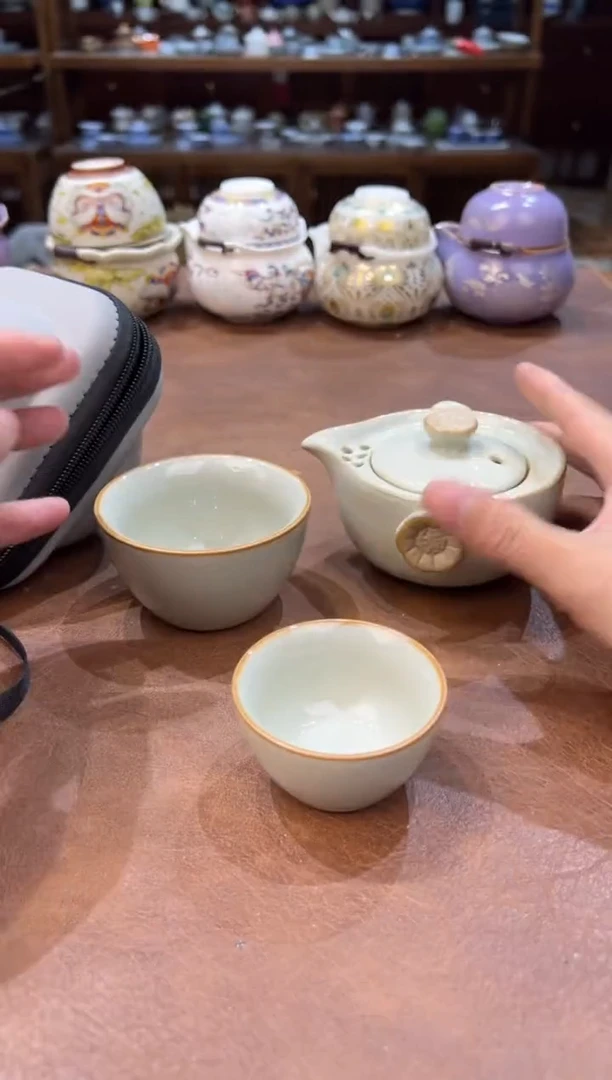 真的很便宜超好看会开片的旅行茶具