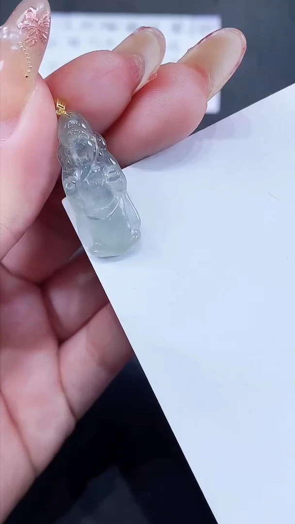 翡翠18K金镶嵌颈饰天然A货翡翠