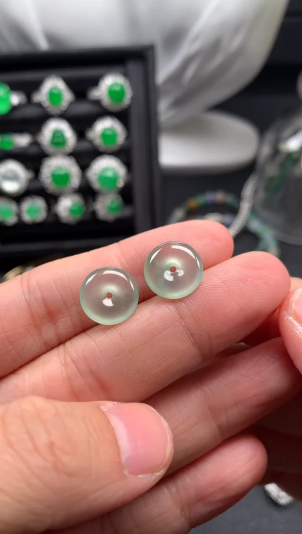 未镶嵌翡翠耳饰缅甸翡翠平安扣一对
