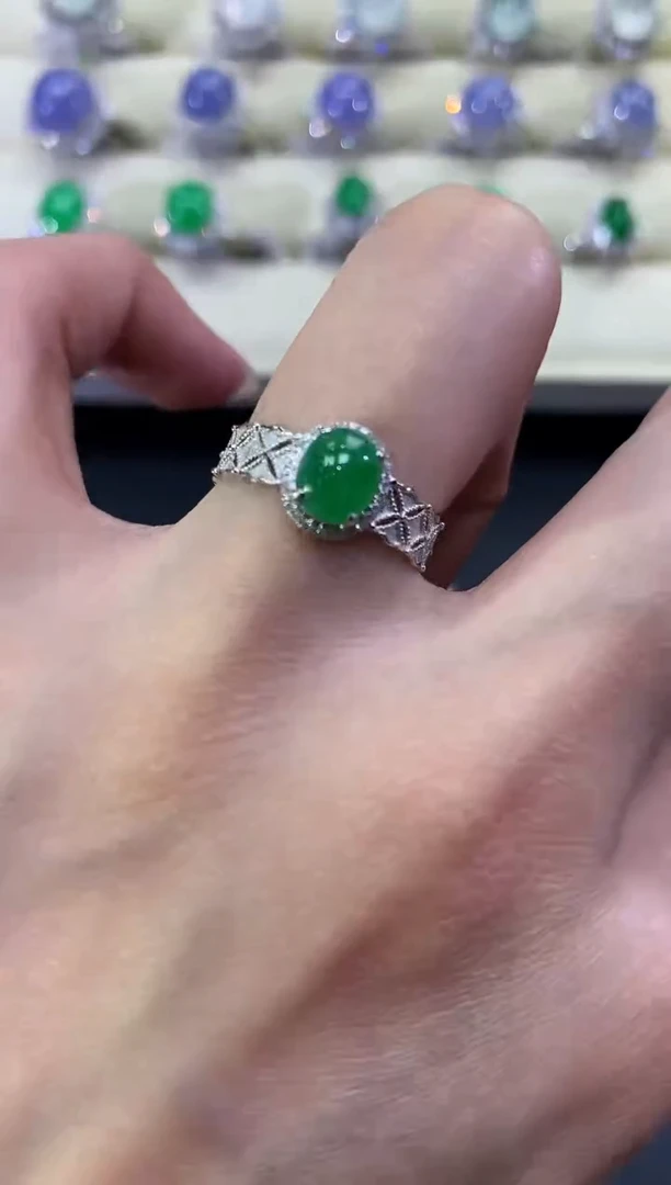 【闪购商品】翡翠戒指18K金镶嵌a55