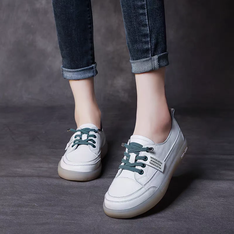 66703头层牛皮复古手工百搭小白鞋