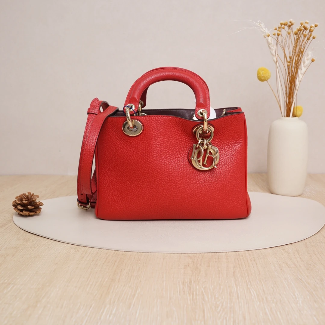 95新 DIOR/迪奥 迪奥Diorissimo vip手提包红色牛皮/DS043479