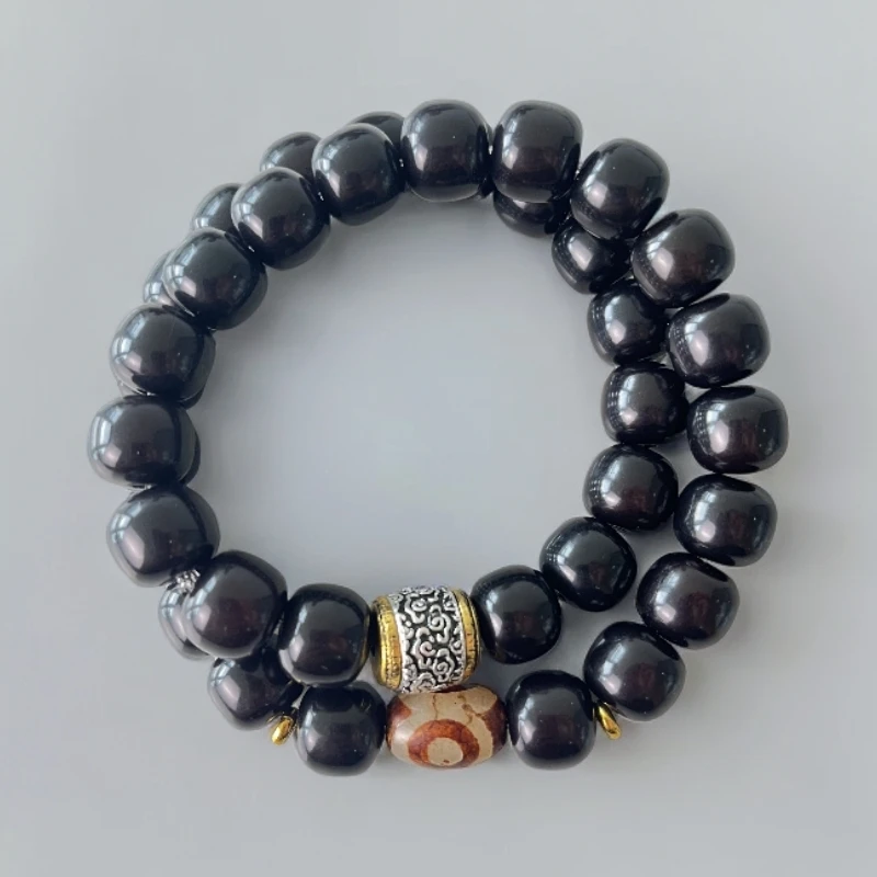 黑金刚黑菩提手串多圈六字箴言带天目手串无礼盒 063