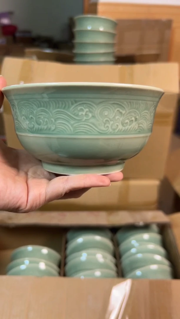 陶瓷耀州窑5.5寸海浪碗一只特价