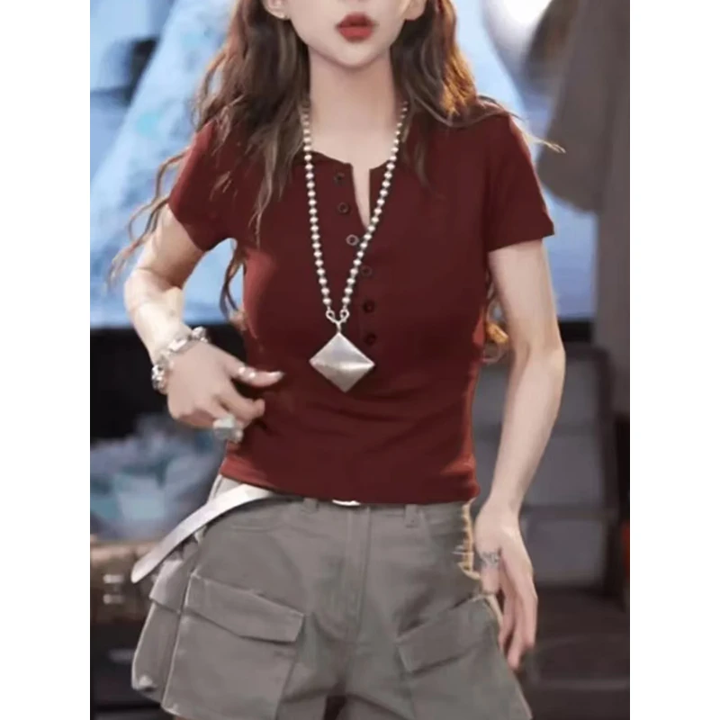 Moses Queen/魔西女王网红气质纽扣休闲时尚百搭显瘦独特上衣女