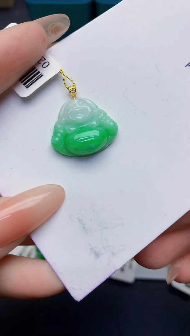 颈饰18K金镶嵌翡翠缅甸天然翡翠A货