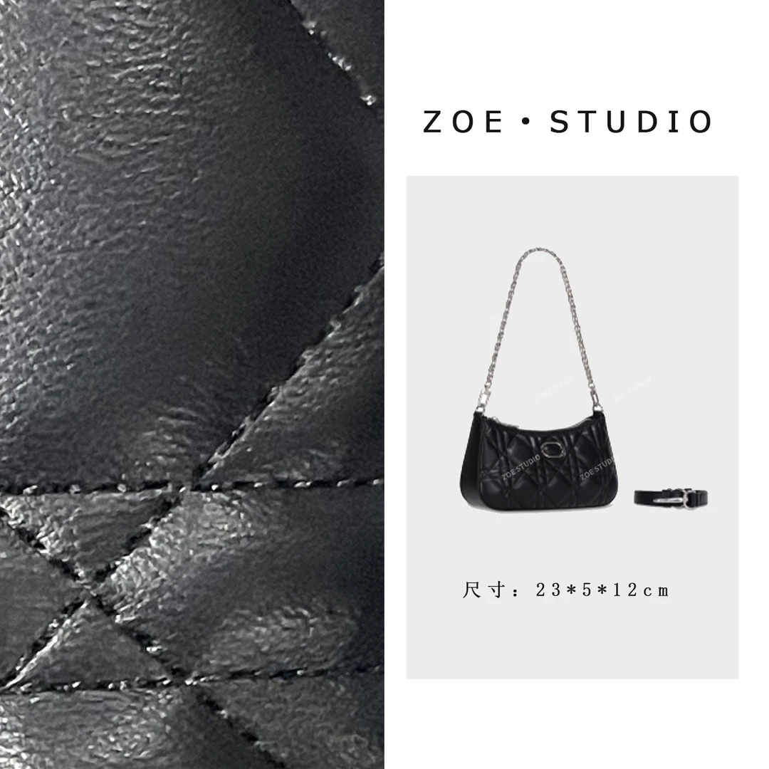 【佐伊甄选】GQ-7785-黑色韩版时尚气质小众肩包轻奢斜挎包包女
