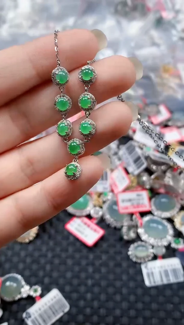 银S925镶嵌戒指翡翠天然A货缅甸翡翠