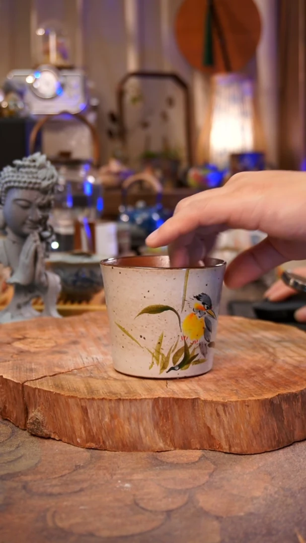 杯子翠鸟景德镇陶泥手绘